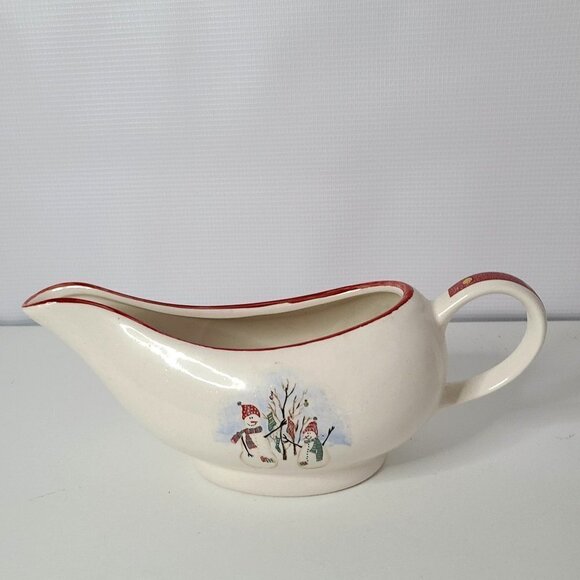 ROYAL Seasons Stoneware Snowman Gravy Boat - Picture 1 of 9